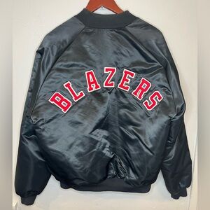 Vintage 90s Chalk Line Portland Trail Blazers Black Bomber Jacket Men's Large